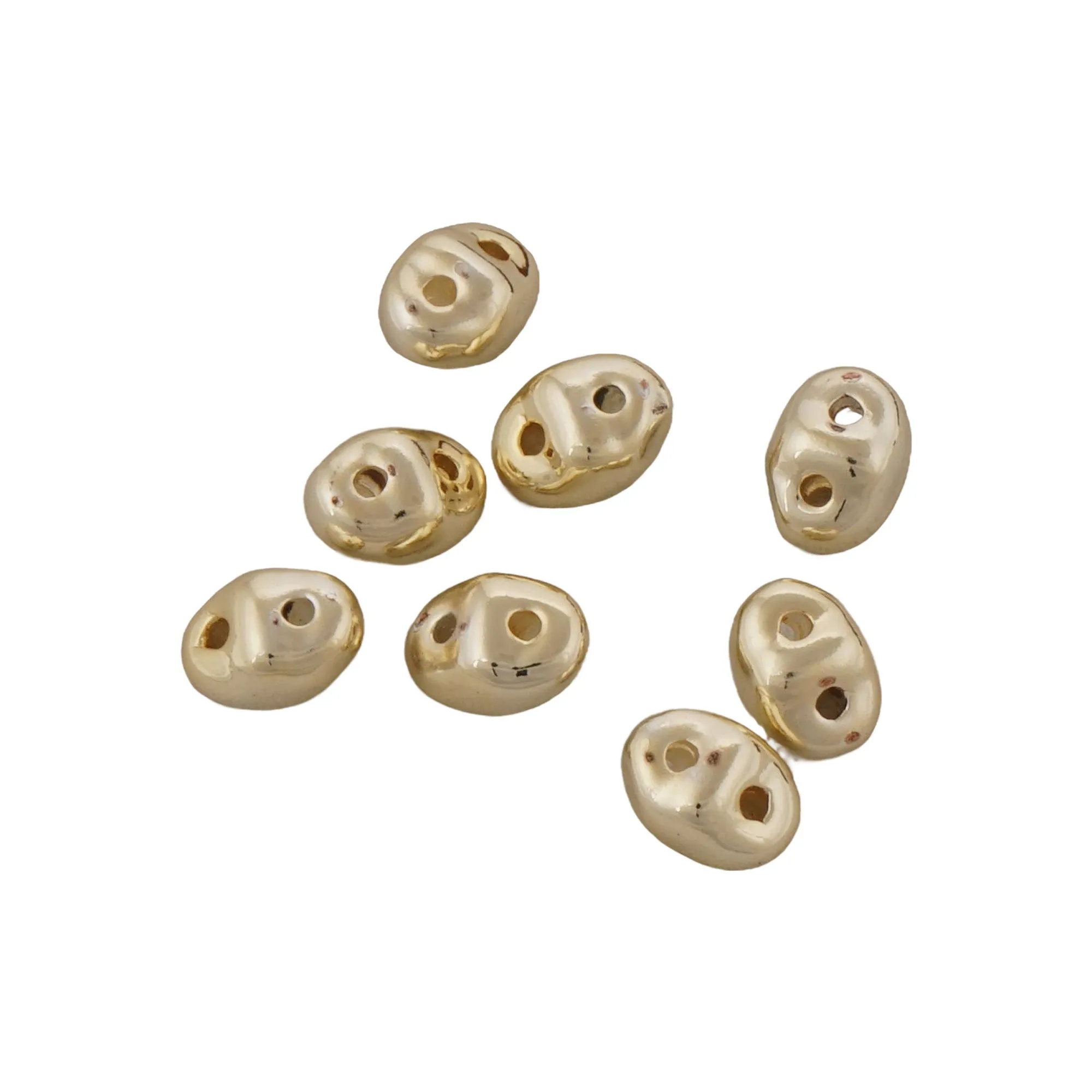 14k Gold Filled Pig Nose Spacer Beads - 10 Pieces, 2-Hole Irregular Shape Beads for Jewelry Making