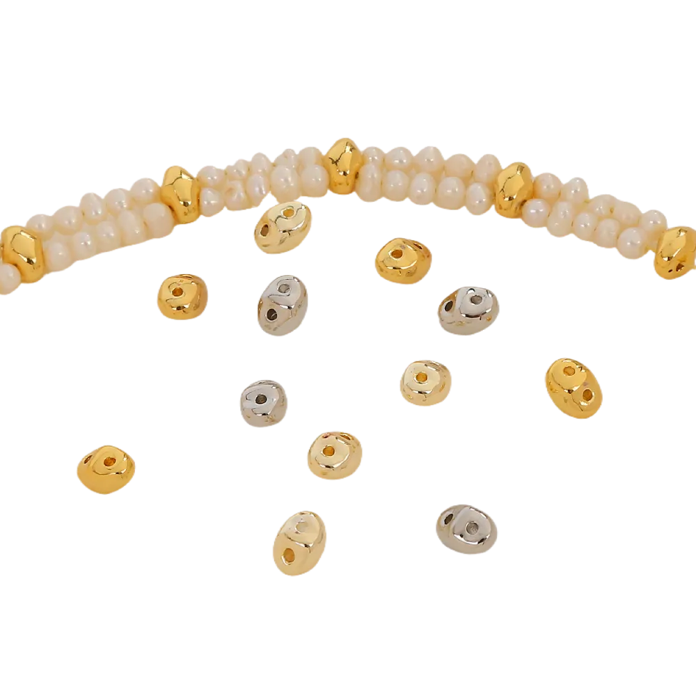 14k Gold Filled Pig Nose Spacer Beads - 10 Pieces, 2-Hole Irregular Shape Beads for Jewelry Making