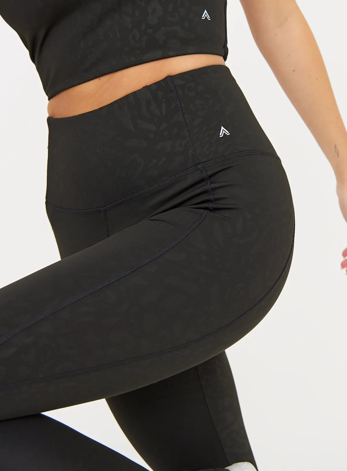 Active Black Leopard Embossed Leggings M | Sports Leggings - Buy Online at Tu