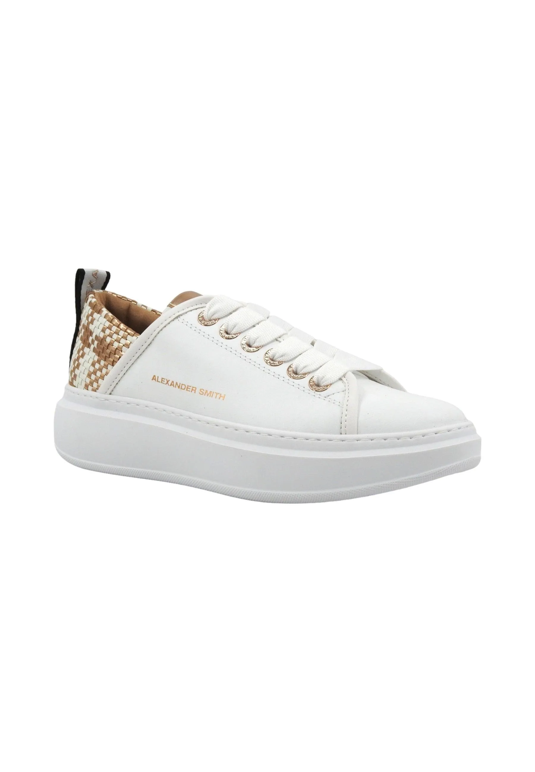 ALEXANDER SMITH Wembley Women's Sneakers in White and Copper - WYW0421