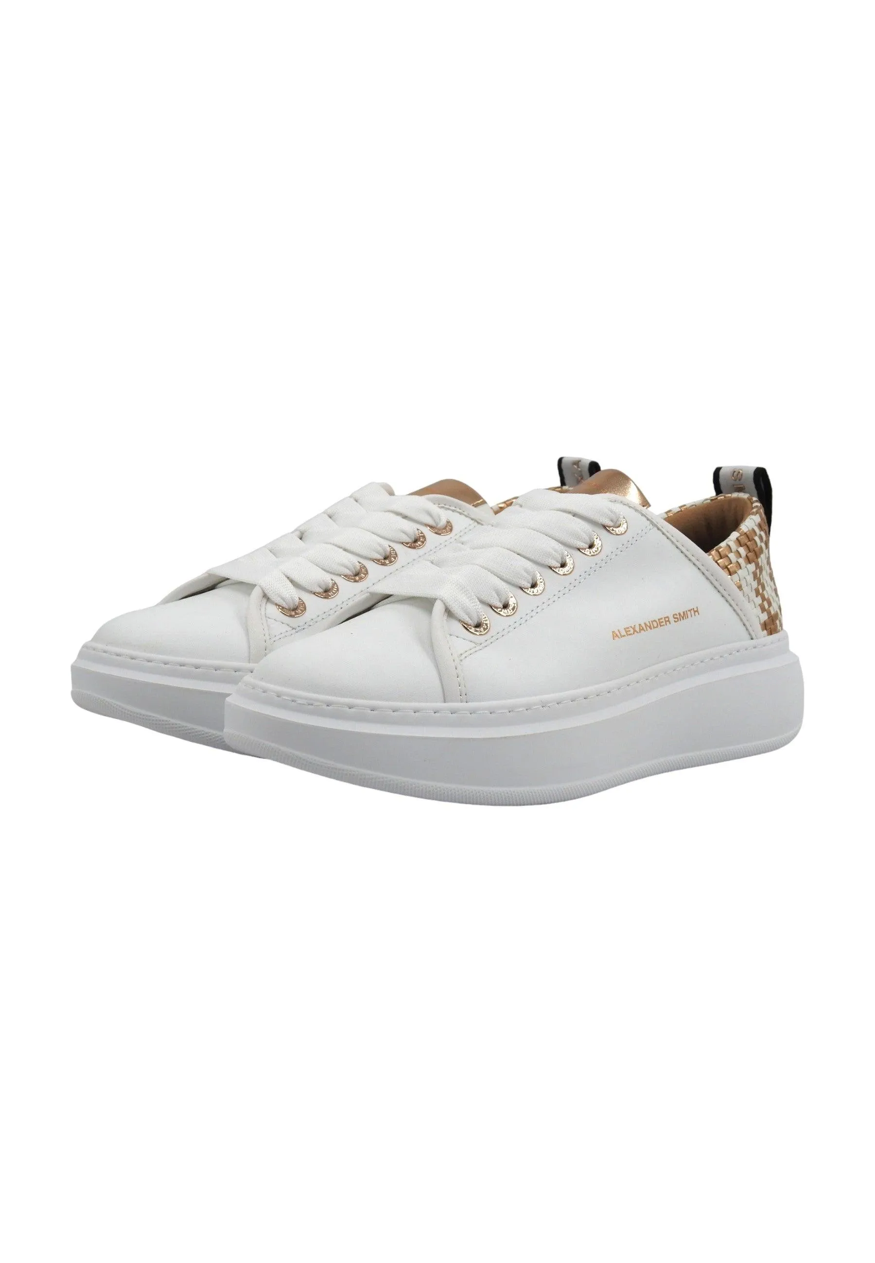 ALEXANDER SMITH Wembley Women's Sneakers in White and Copper - WYW0421