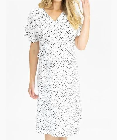 Maternity Polka Dot Nursing Wrap Dress by angel maternity