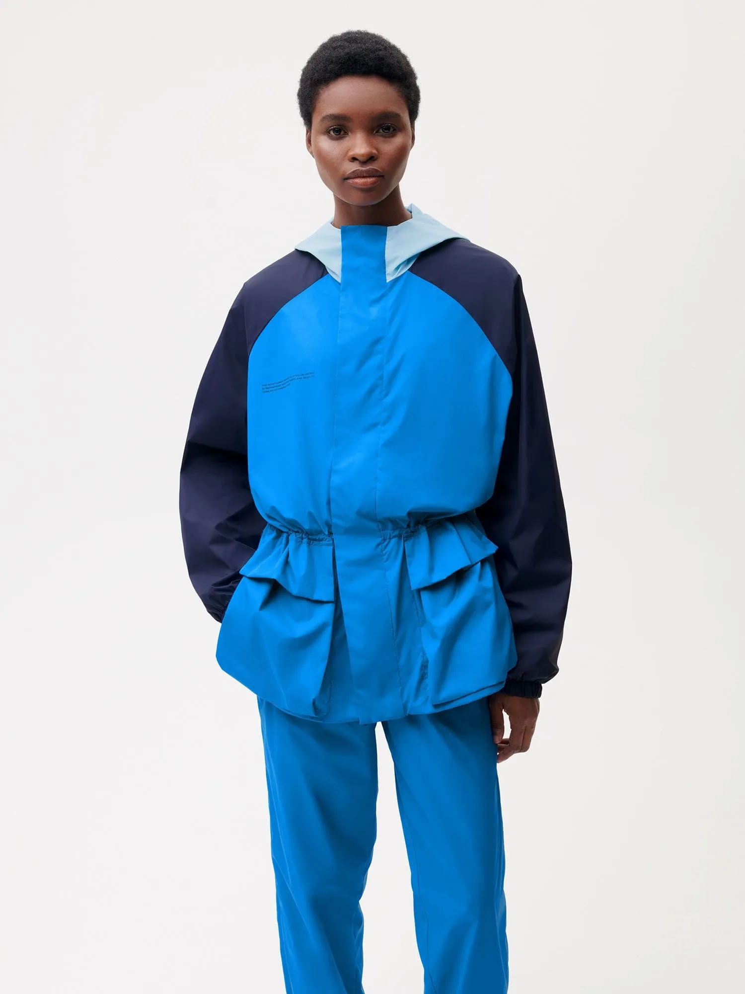 Archive Recycled Nylon Color Block Jacket in Cerulean Blue