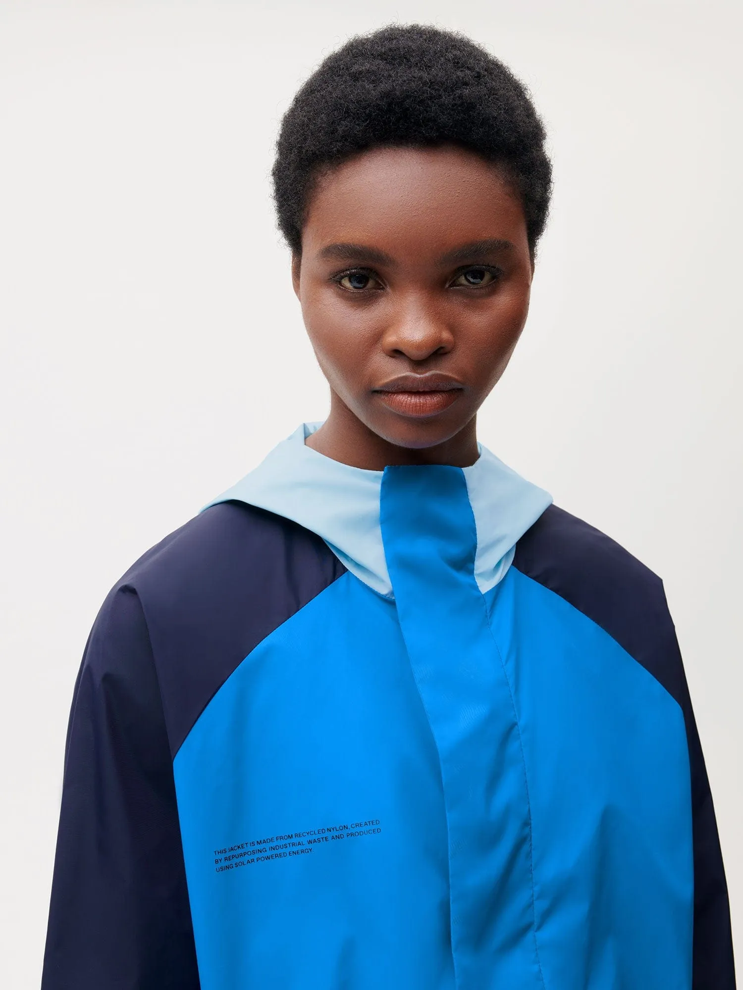 Archive Recycled Nylon Color Block Jacket in Cerulean Blue