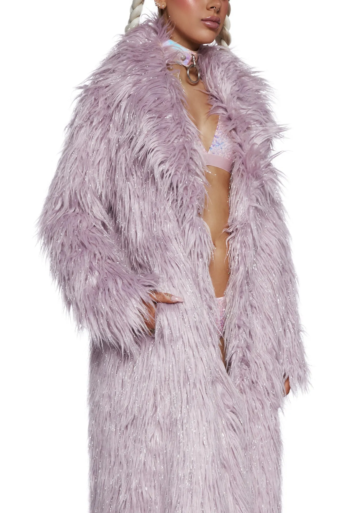 Arctic Purple Faux Fur Coat by Astro - Shop Now