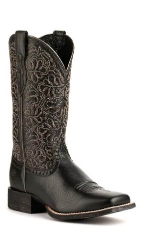 Ariat Women's Black Deertan Wide Square Toe Cowboy Boots