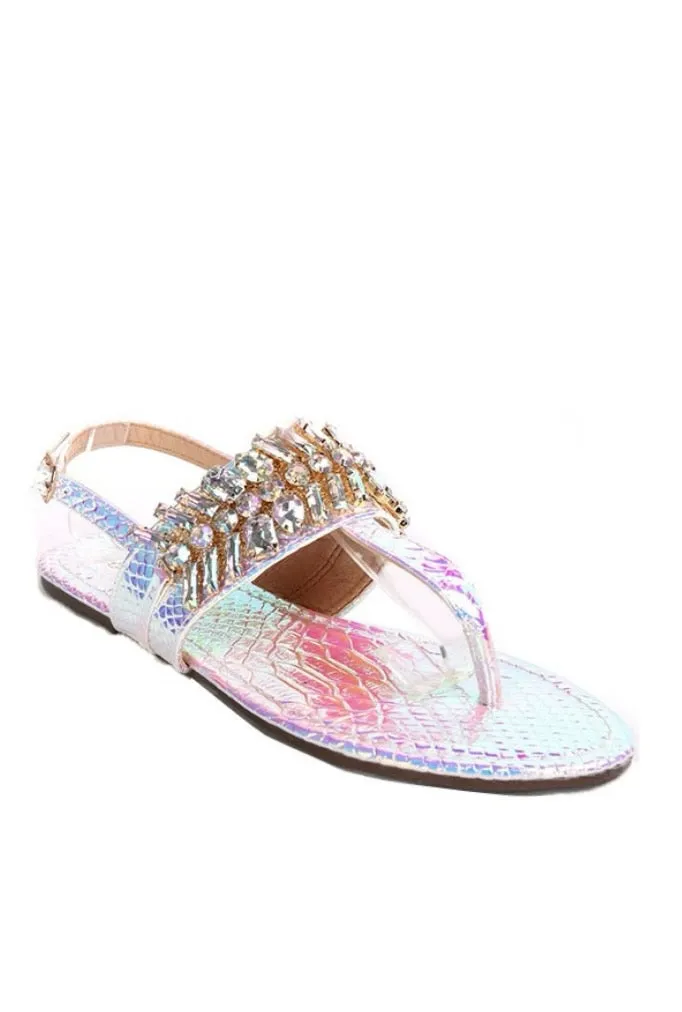 Bedazzled Holographic Sandals