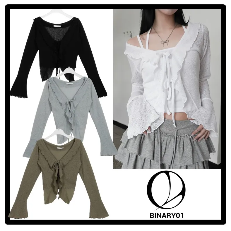 Binary01 Casual Style Street Style Logo Cardigans