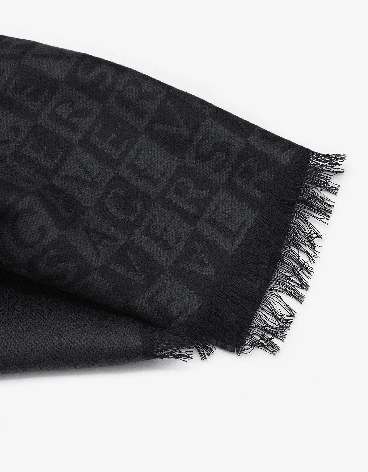 Checkered Logo Wool Scarf in Black and Grey