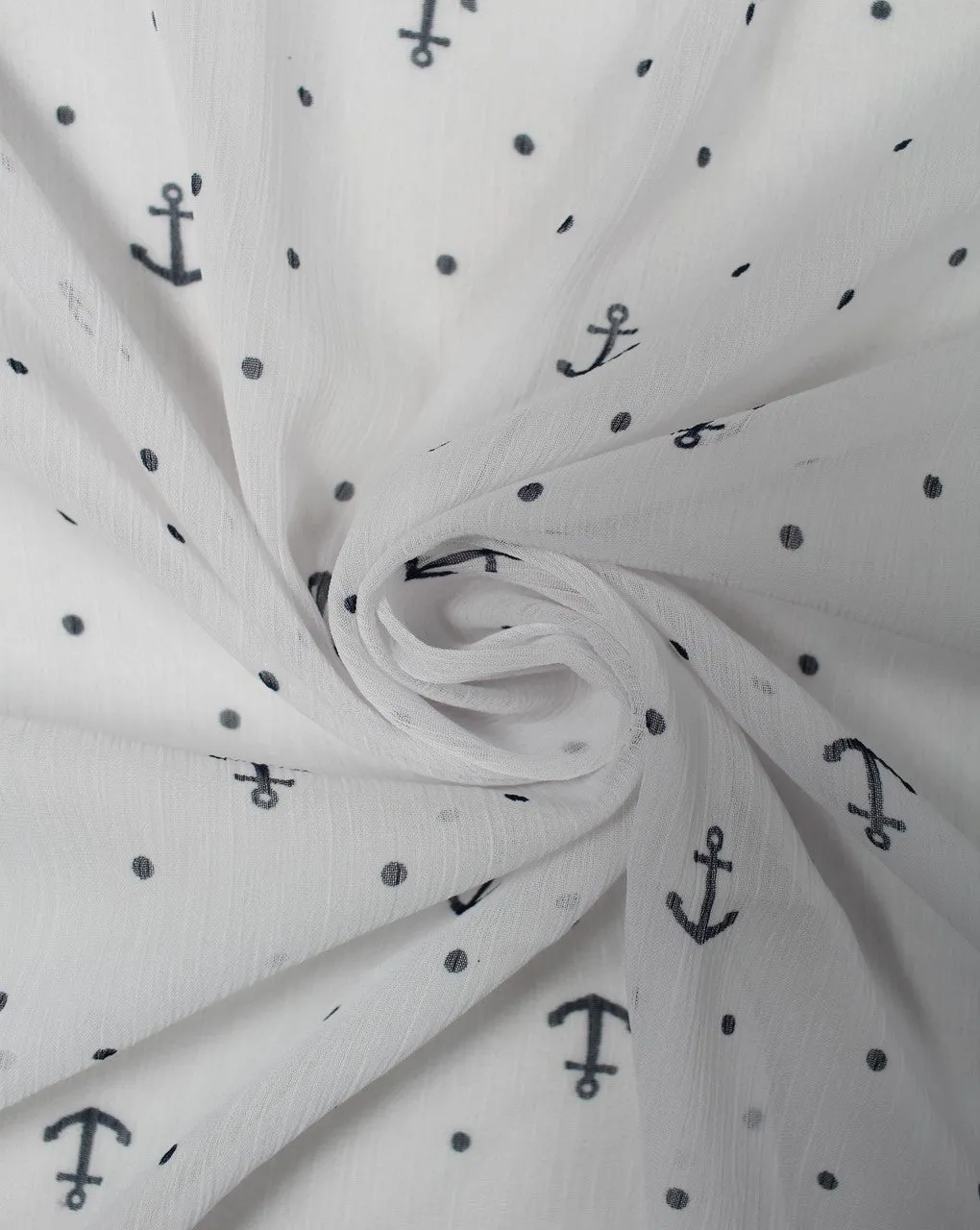 Black and White Polka Dot Printed Chiffon Fabric