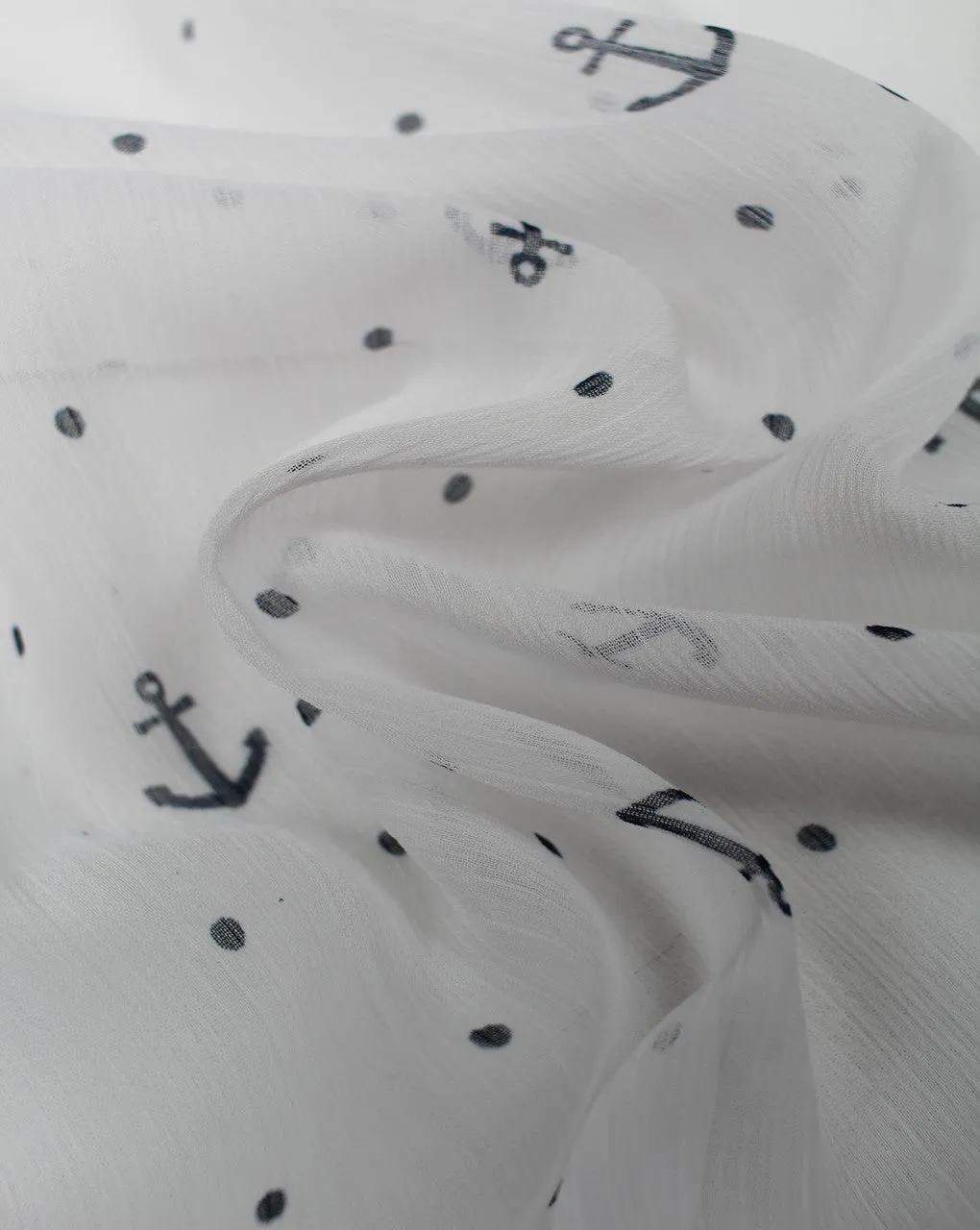 Black and White Polka Dot Printed Chiffon Fabric