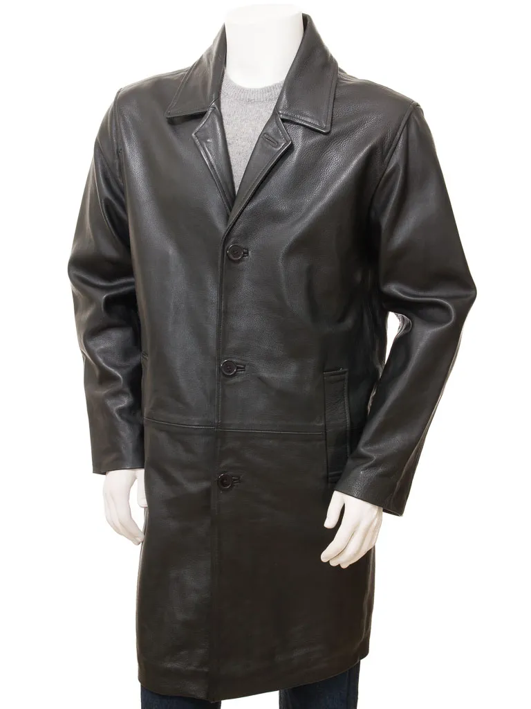 Black Leather Men's Coat: Puddington - Shop Now