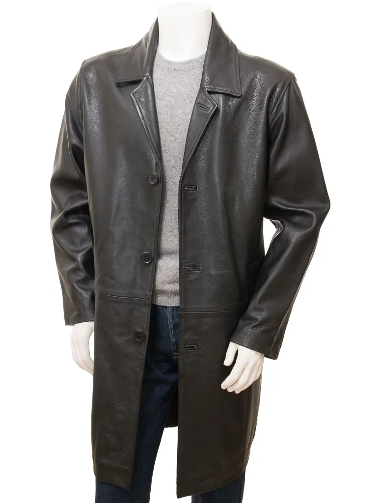 Black Leather Men's Coat: Puddington - Shop Now