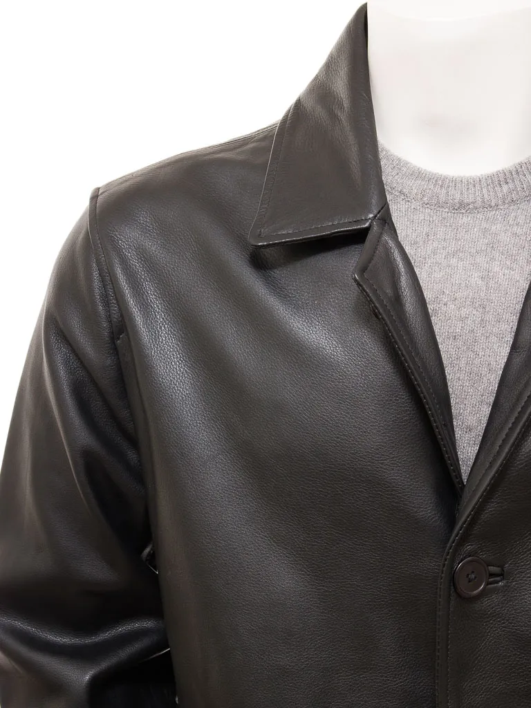 Black Leather Men's Coat: Puddington - Shop Now