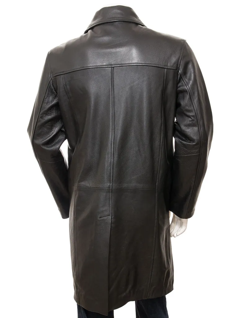 Black Leather Men's Coat: Puddington - Shop Now