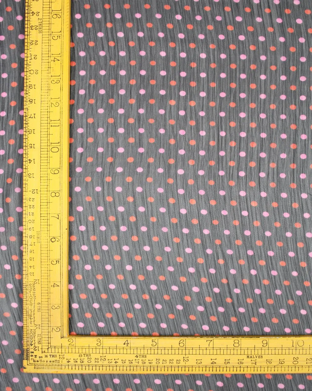 Black Orange Pink Polka Dot Print Chiffon Fabric