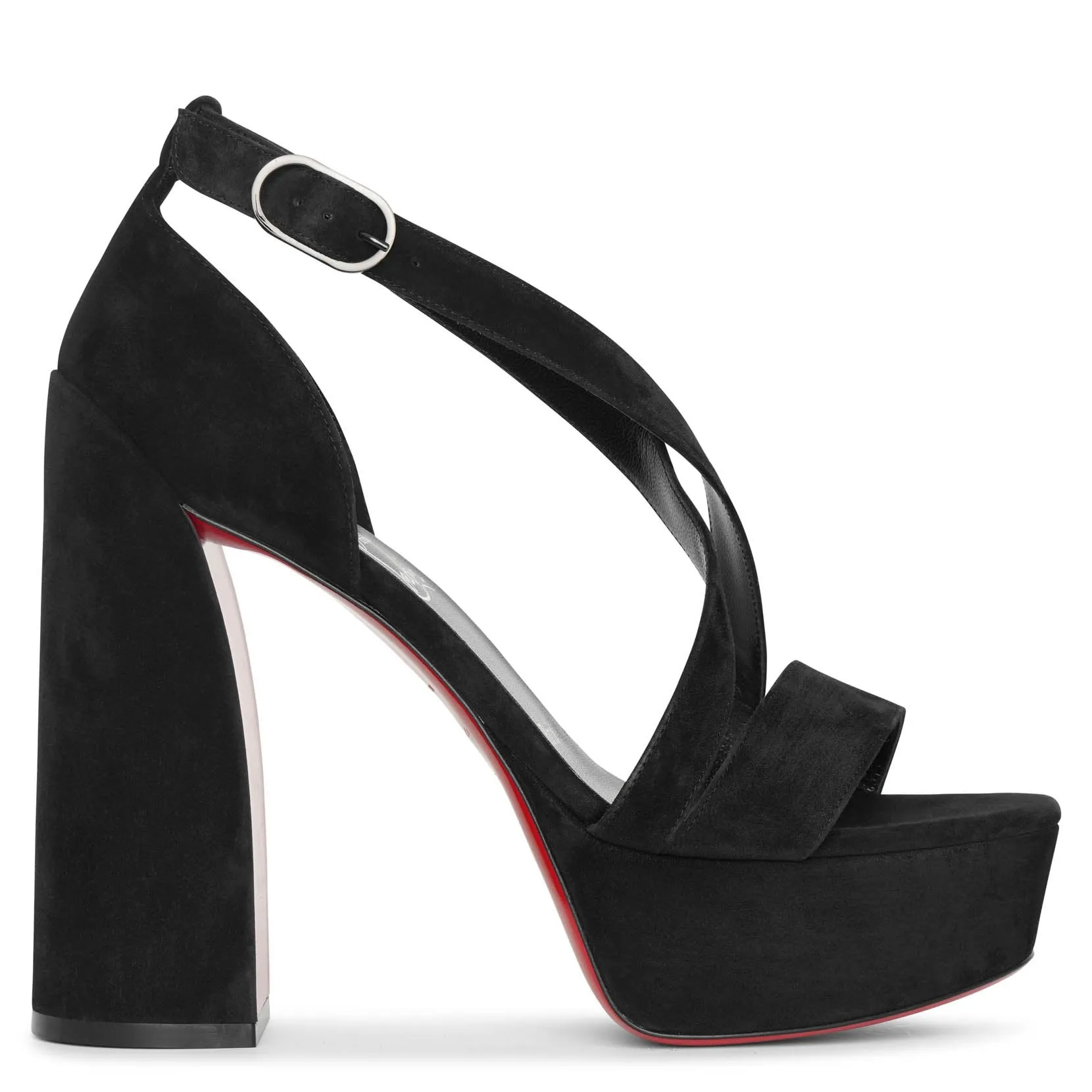 Black Suede Sandals by Christian Louboutin Movida Jane 130