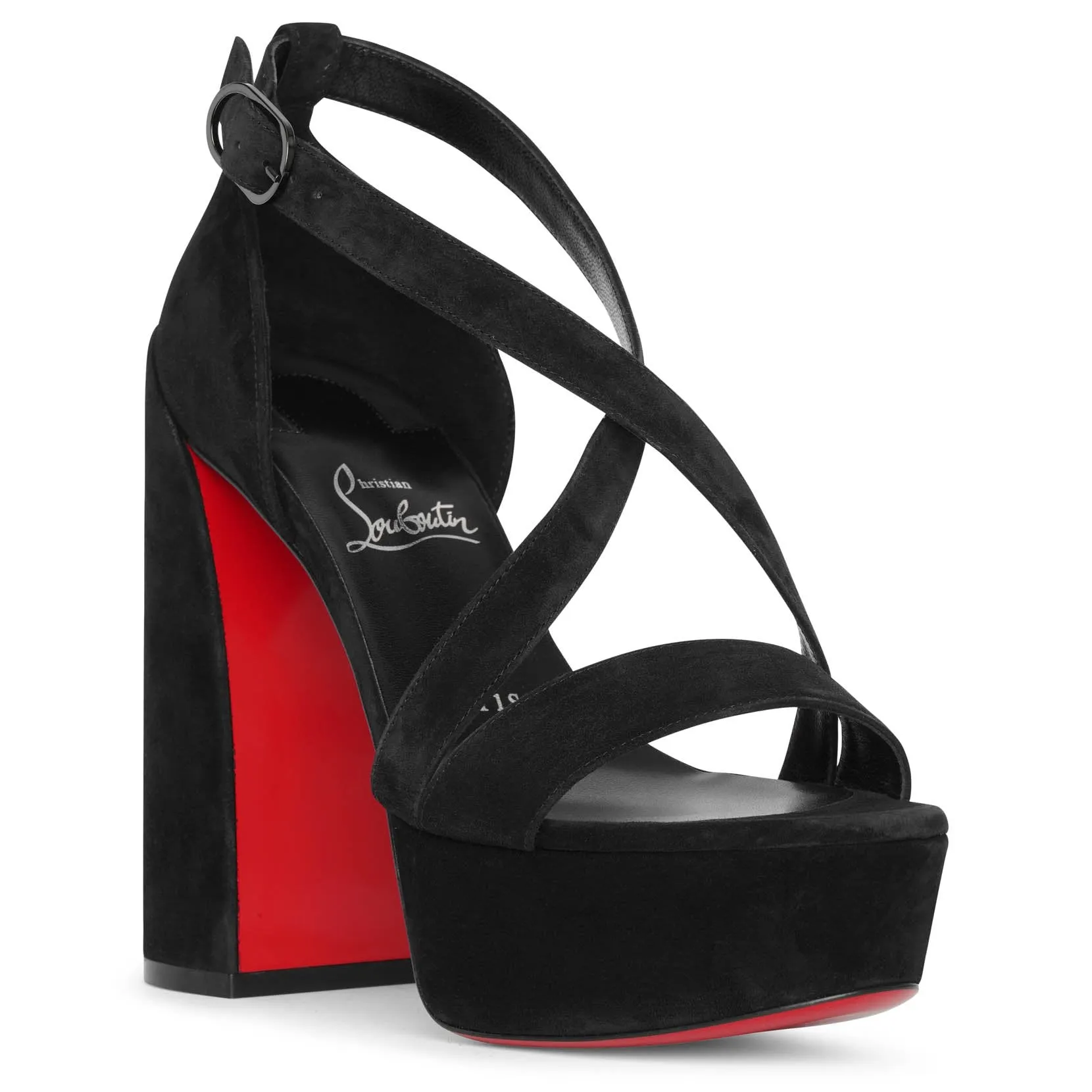 Black Suede Sandals by Christian Louboutin Movida Jane 130