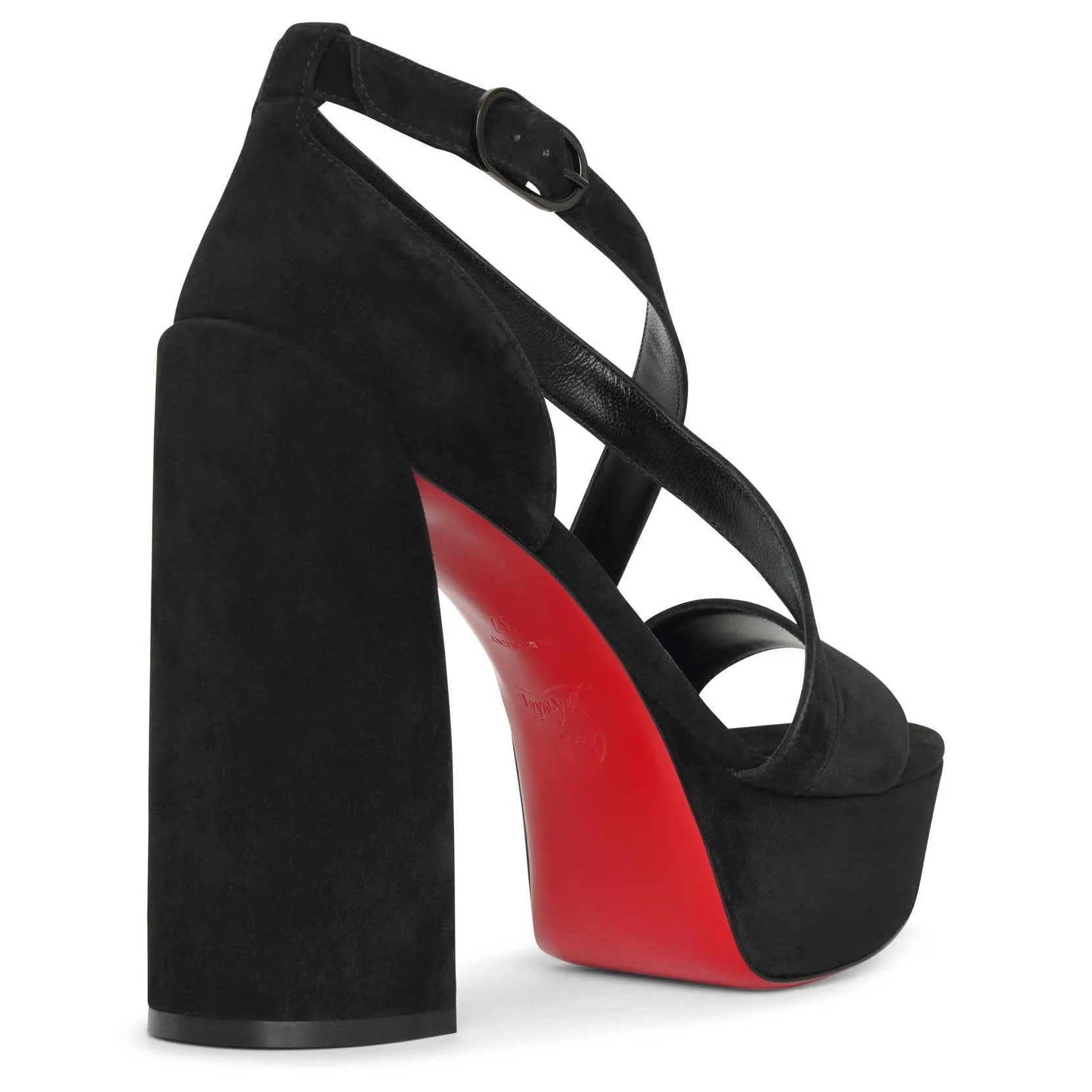 Black Suede Sandals by Christian Louboutin Movida Jane 130