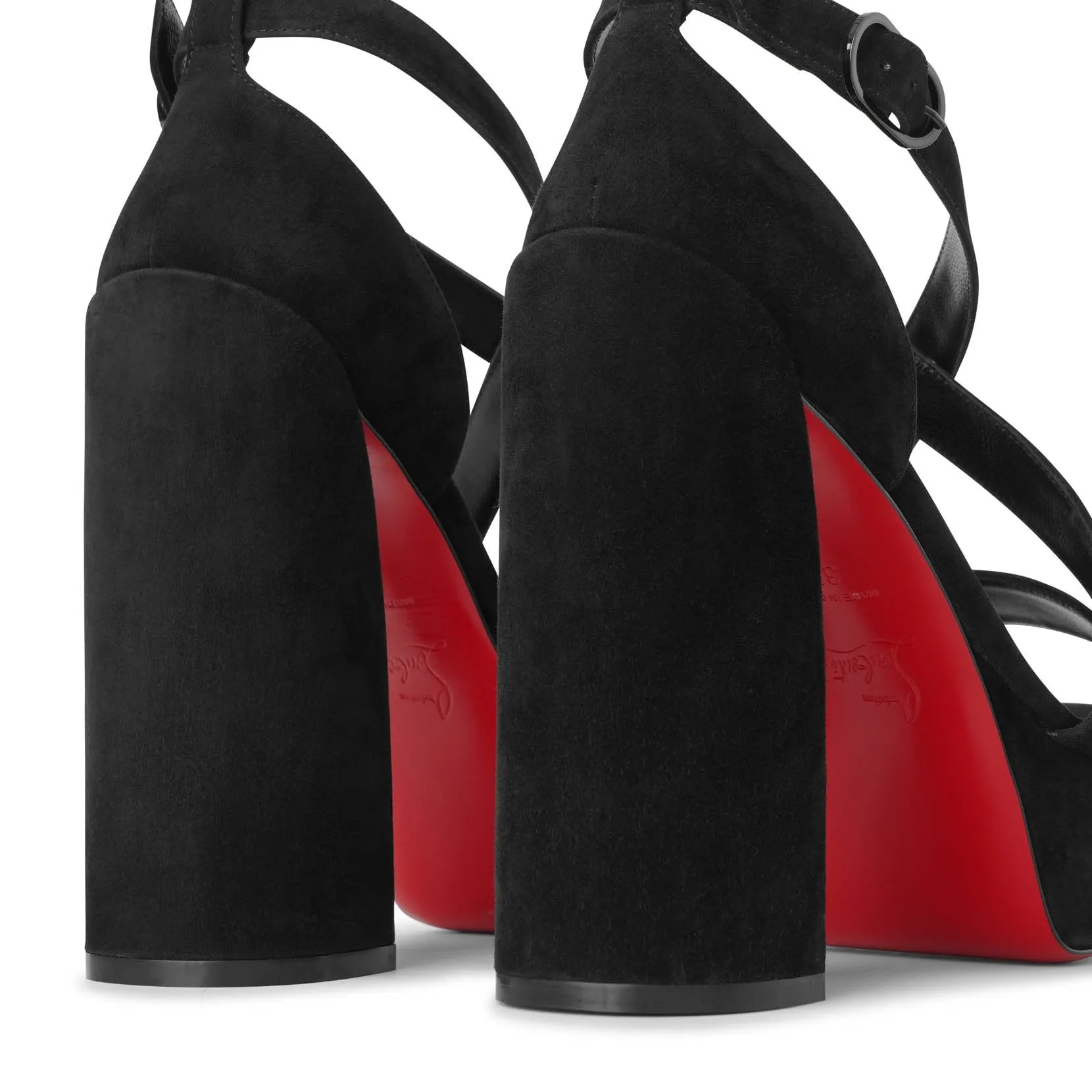 Black Suede Sandals by Christian Louboutin Movida Jane 130