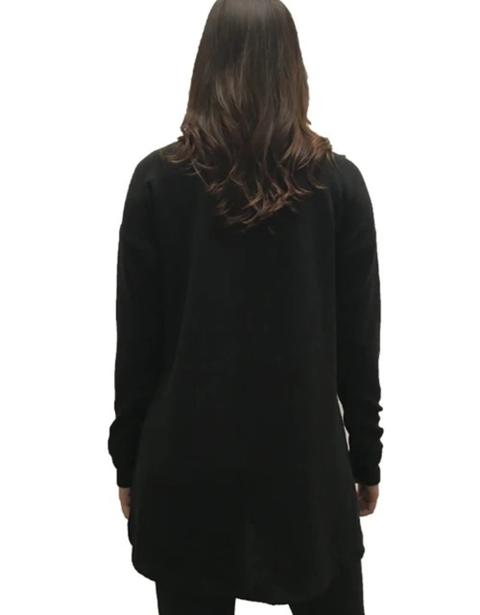 Black Waffle Shirt with Long Sleeves for Women