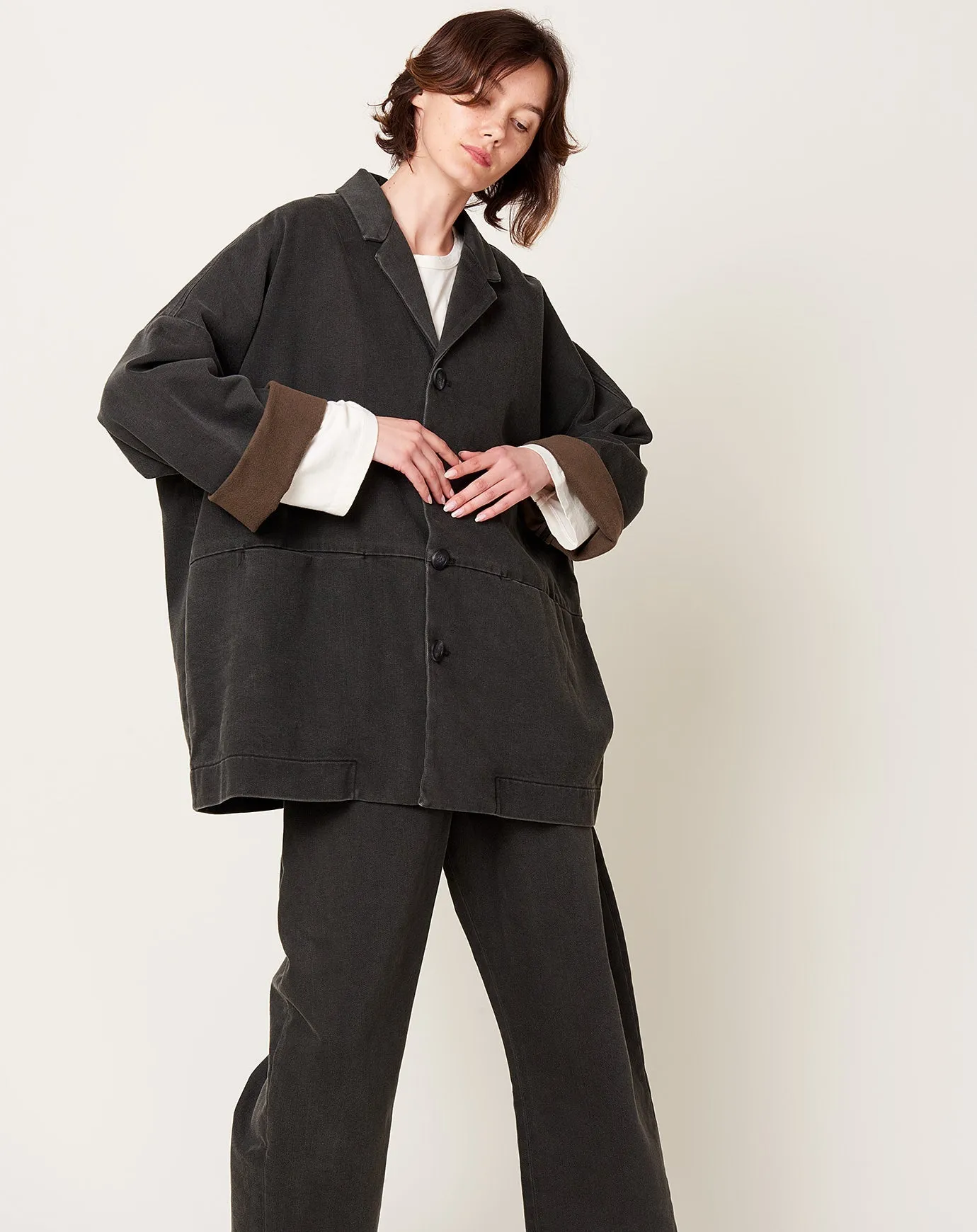 Black Washed Sand Blazer Coat