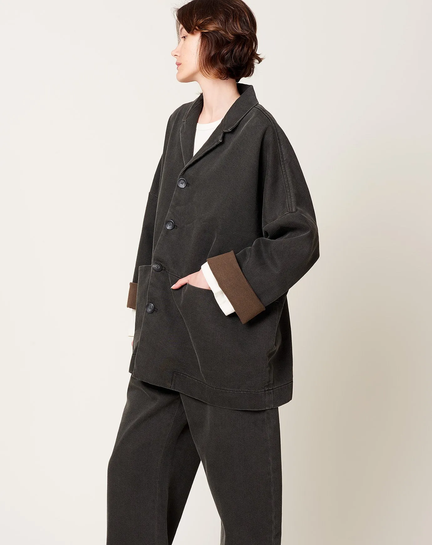 Black Washed Sand Blazer Coat