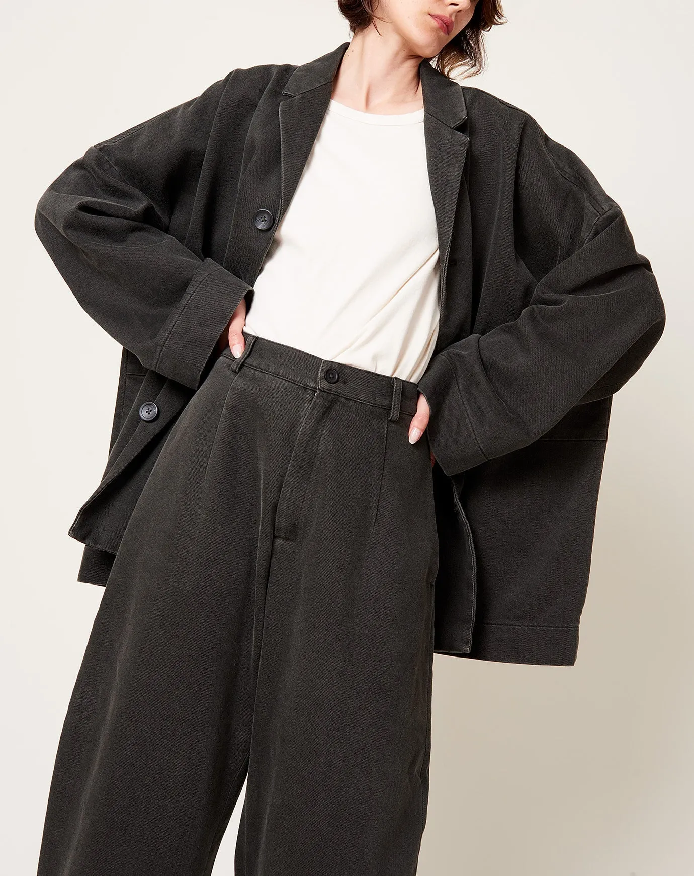 Black Washed Sand Blazer Coat