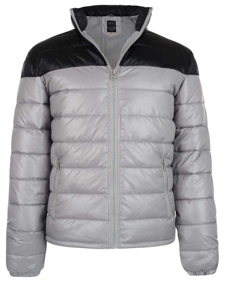 Light Grey Padded Shiny Puffer Jacket Blend