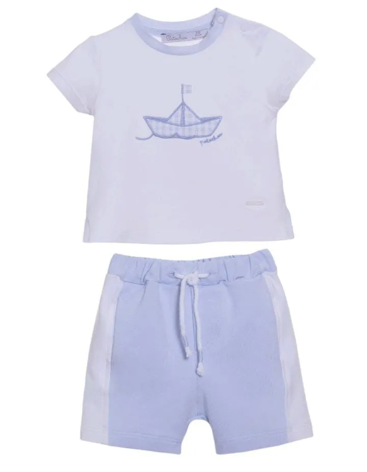 Blue & White Shorts and T-Shirt Set