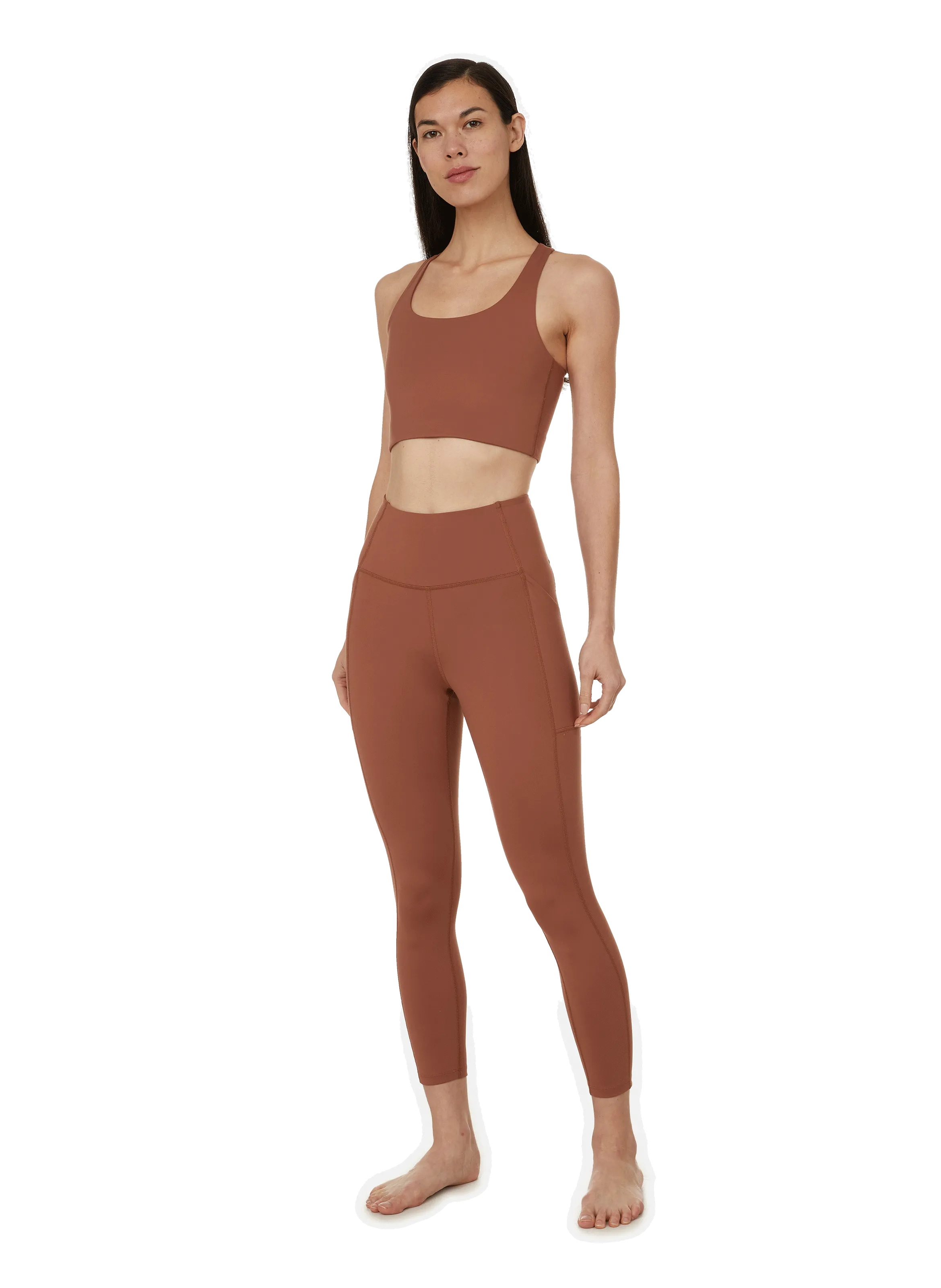 Brown Leggings with Pockets by GIRLFRIEND COLLECTIVE