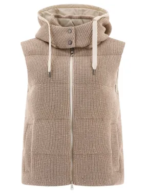 BRUNELLO CUCINELLI Women's Tan Down Vest - SS24