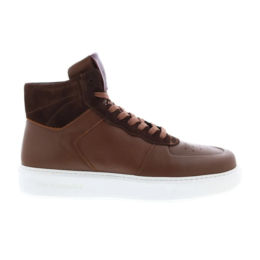 Bruno Magli Cesare HI MB2CSRB0 Brown Leather Lifestyle Sneakers Shoes