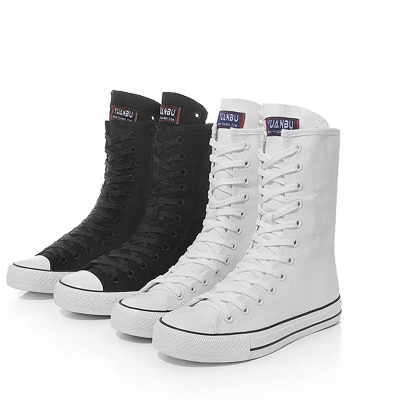 Lace-up Mid Calf Sneakers for Women / Rock Style Female Shoes