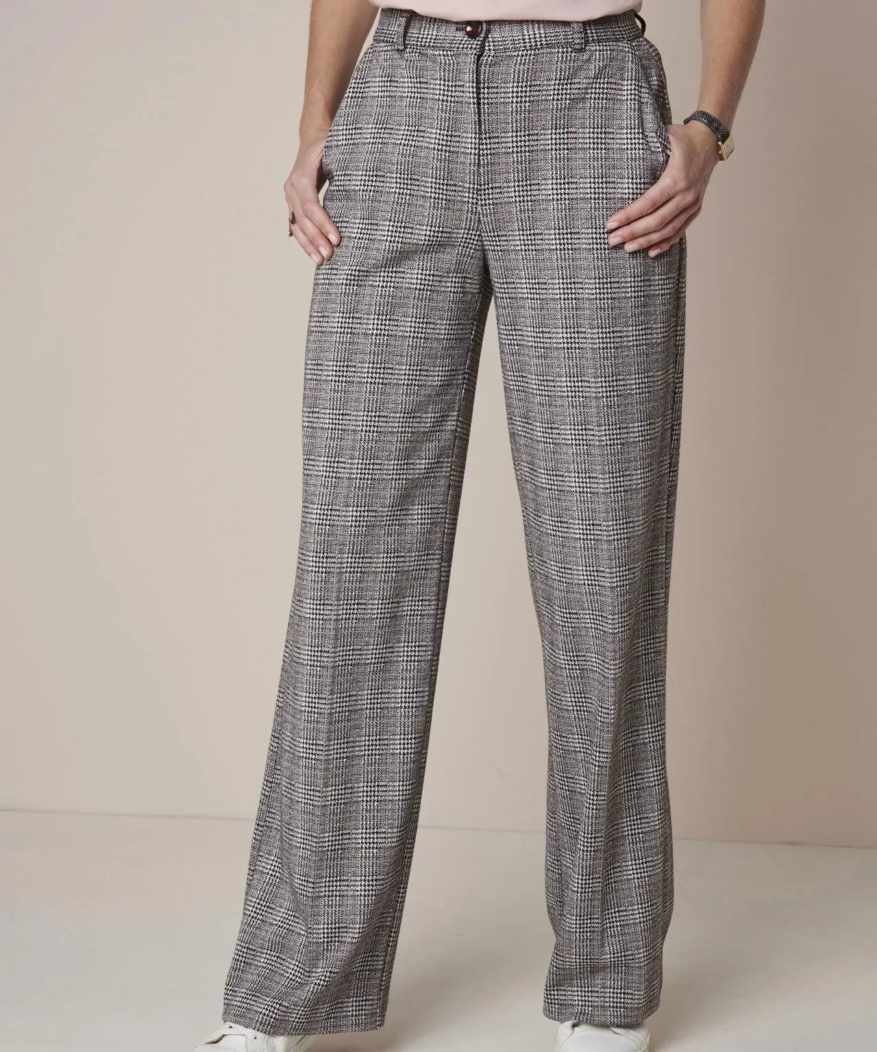 Check Wide-leg Trousers