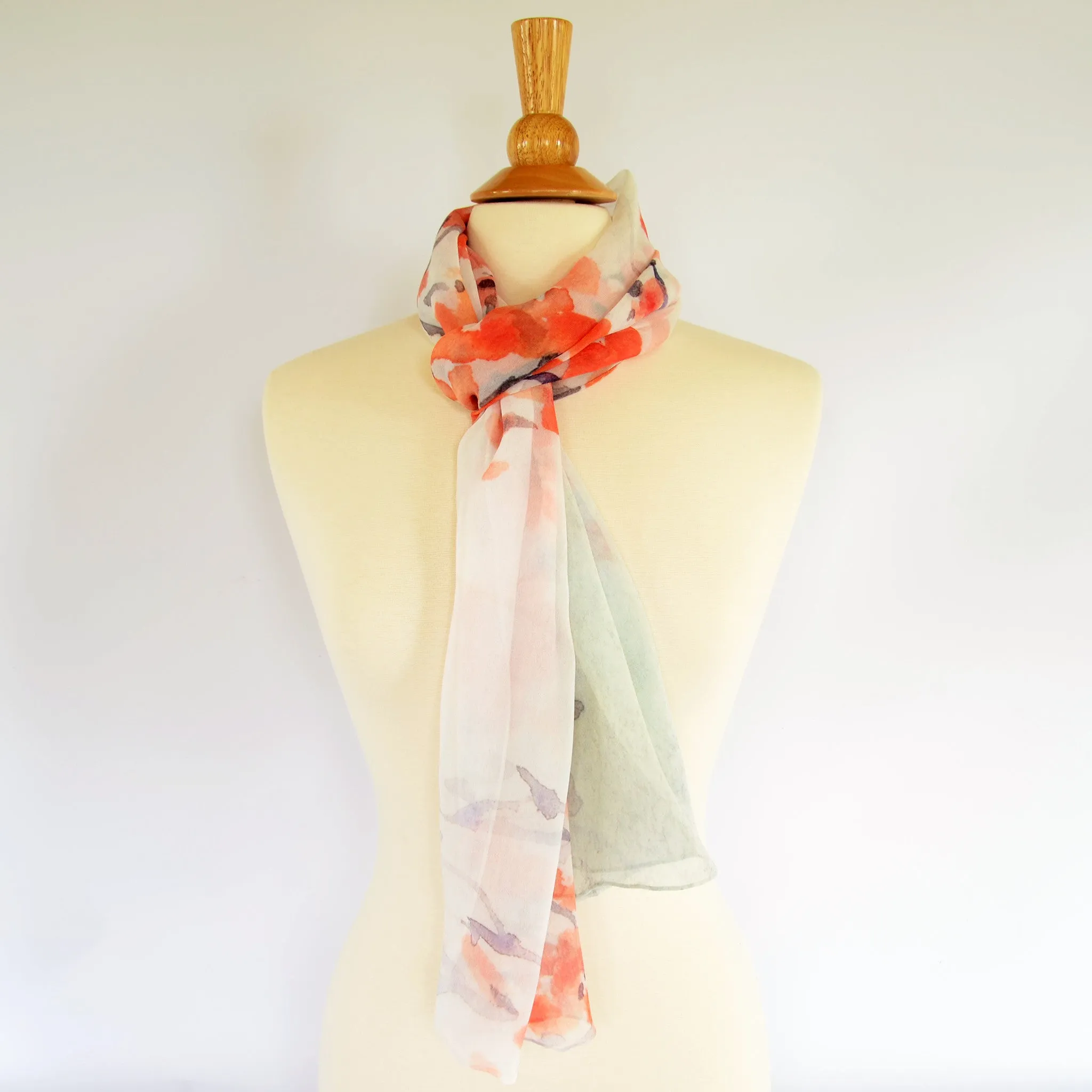 Silk Scarf with Cherry Blossom Print