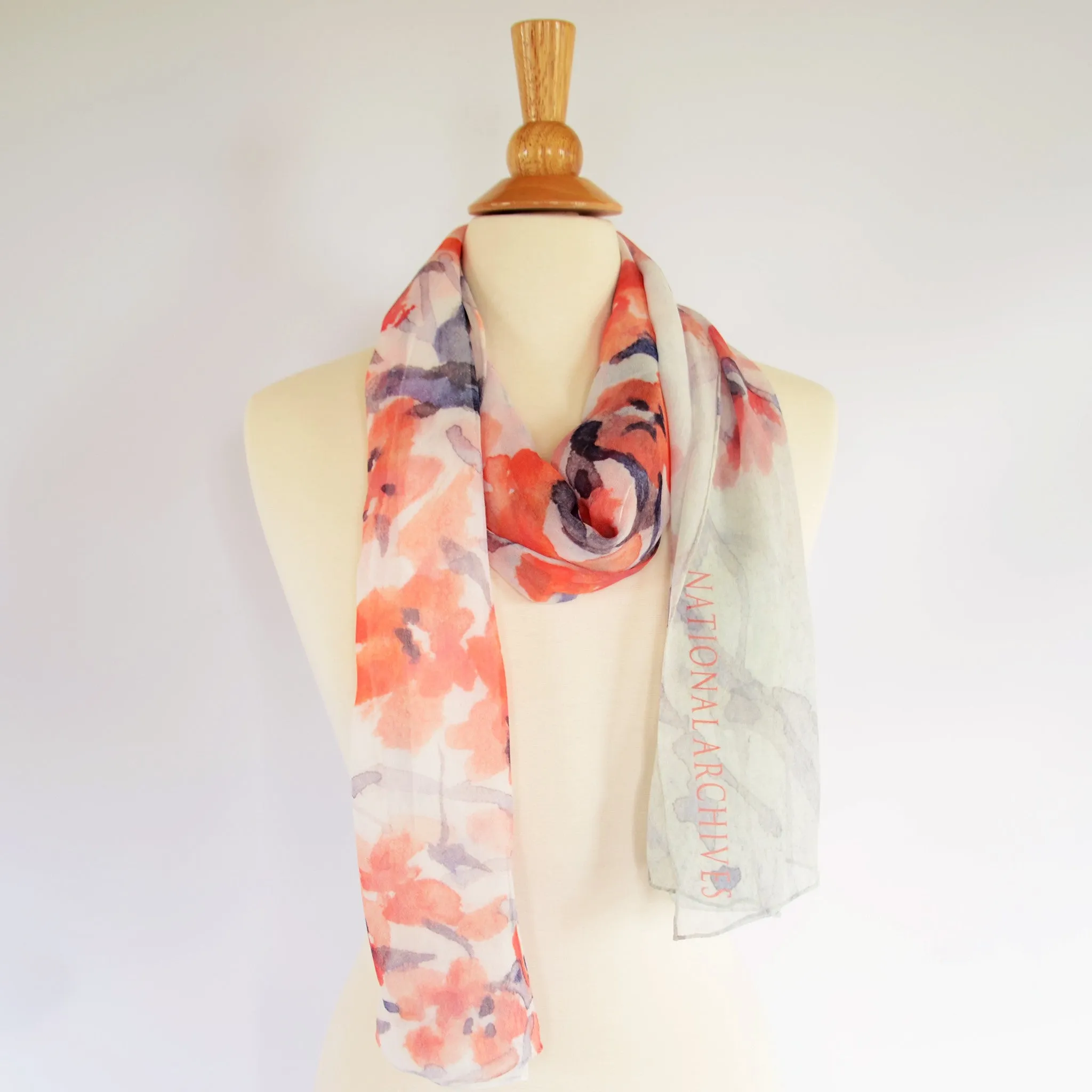 Silk Scarf with Cherry Blossom Print