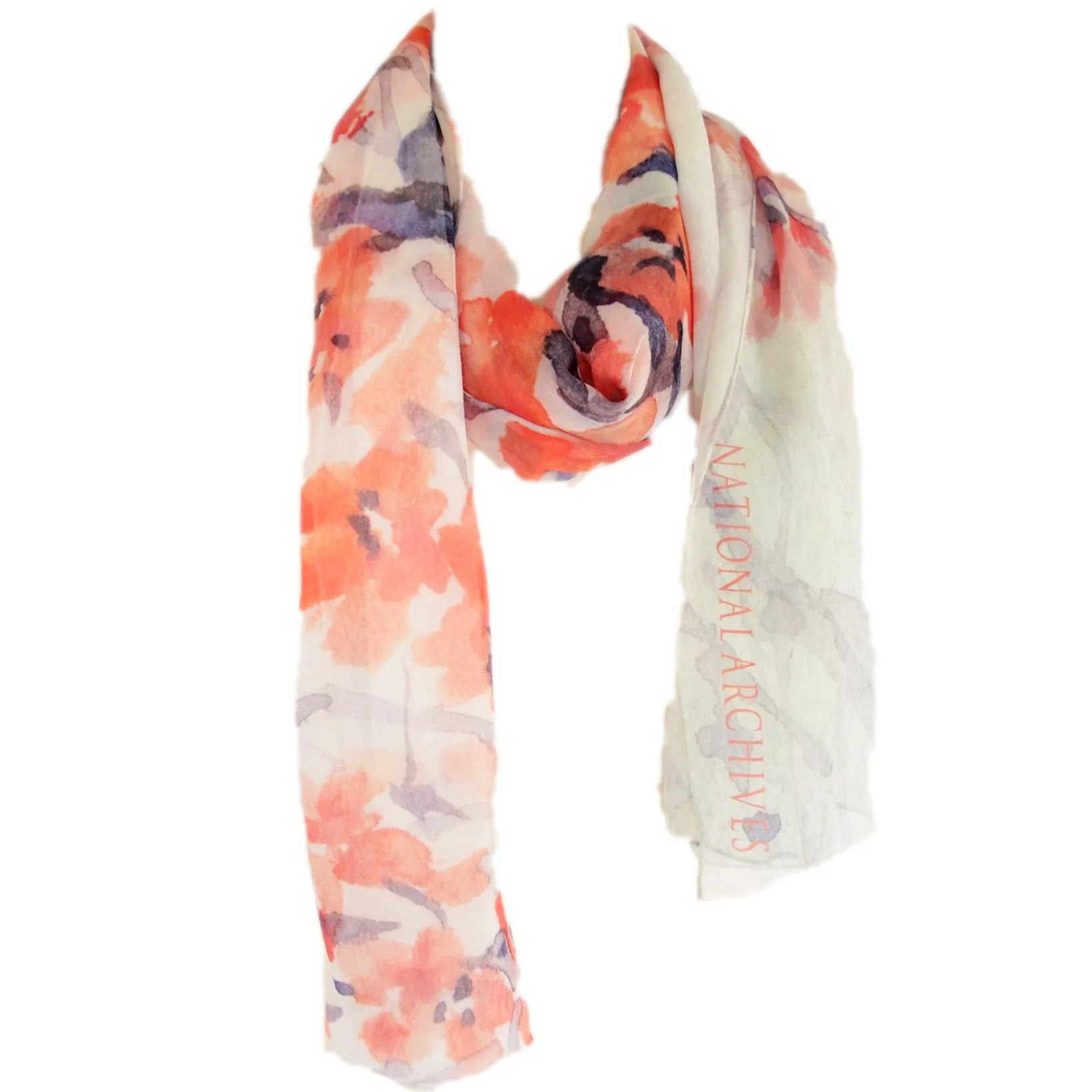 Silk Scarf with Cherry Blossom Print