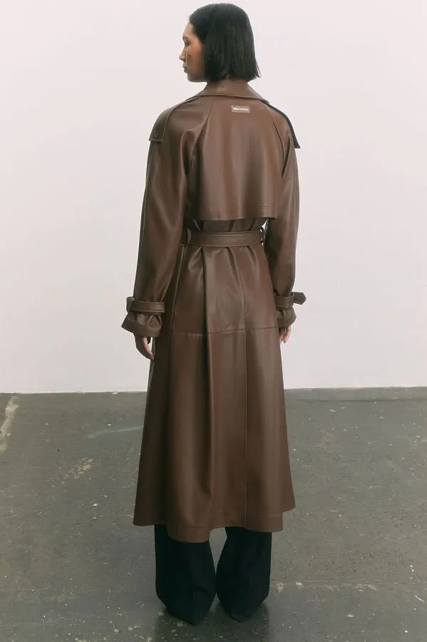 Chic Leather-Look Trench Coat