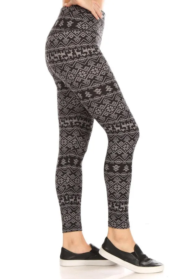 Christmas Fair Isle Hearts Cozy Lounge Fleece-Lined Leggings