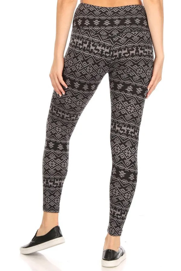 Christmas Fair Isle Hearts Cozy Lounge Fleece-Lined Leggings