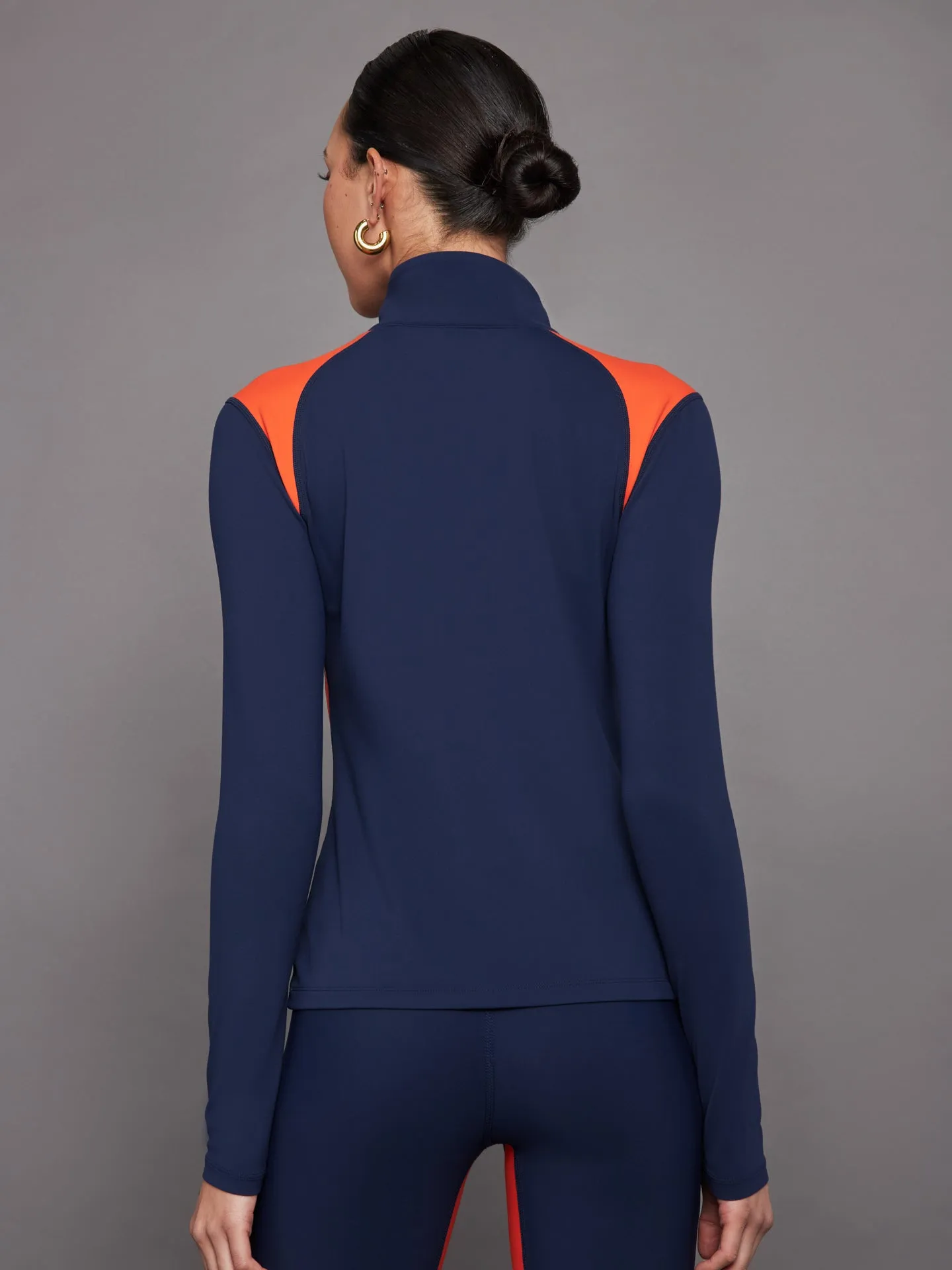 Colorblock Half Zip Top Melt Navy Orange