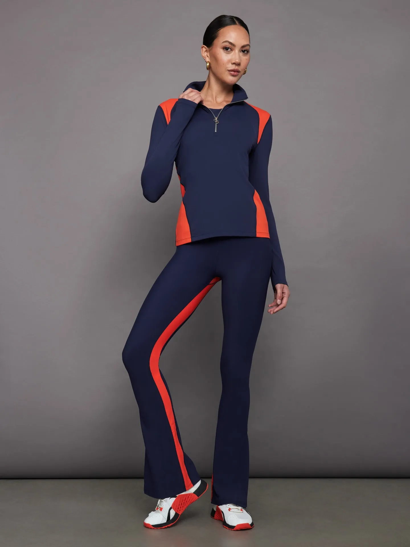 Colorblock Half Zip Top Melt Navy Orange