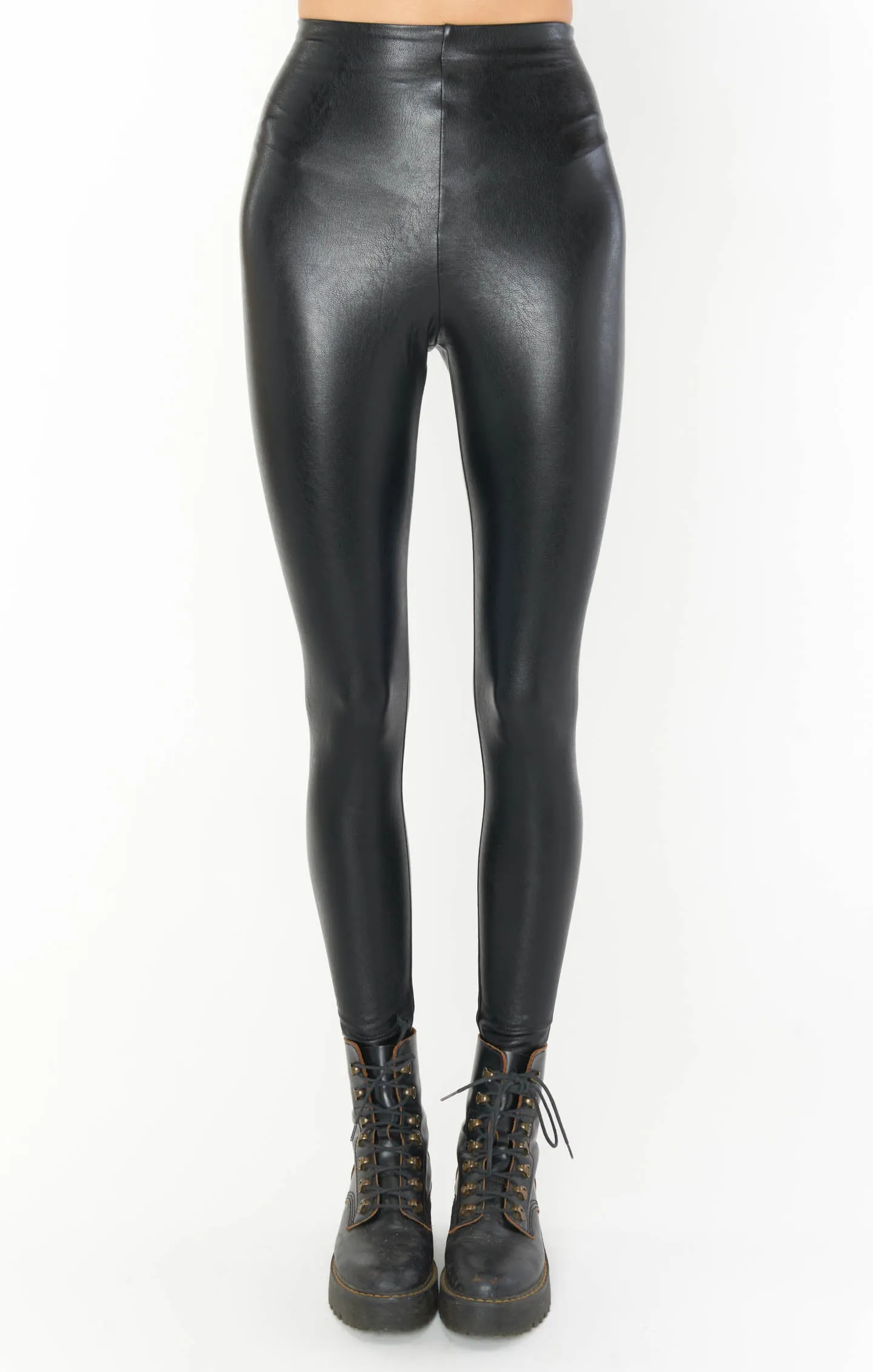 Black Faux Leather Leggings - Commando