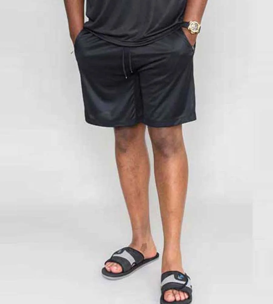 Black Dry Wear Polyester Stretch Shorts for Big Men by D555