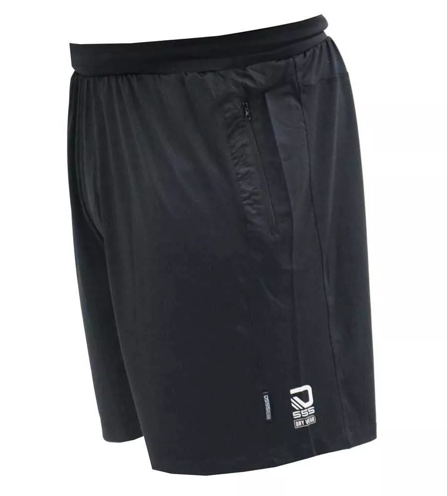 Black Dry Wear Polyester Stretch Shorts for Big Men by D555