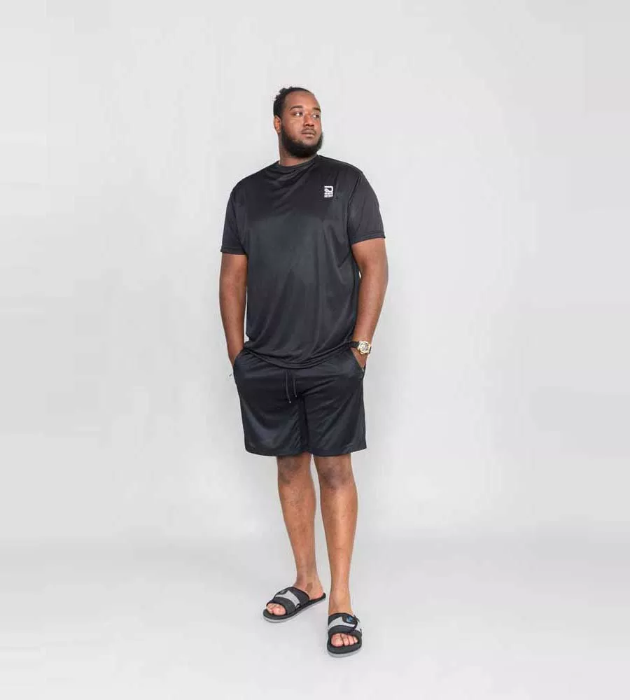 Black Dry Wear Polyester Stretch Shorts for Big Men by D555