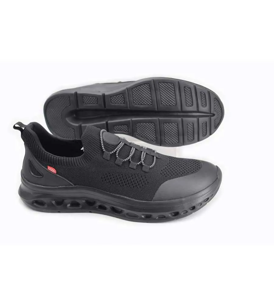 D555 Big Mens Black Hands-Free Shoes with Knitted Top and Faux Elastic Laces (ALFRETON 1)