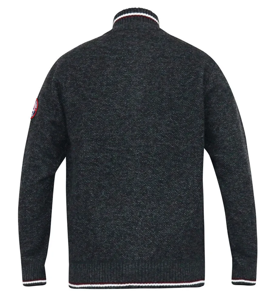 D555 Big & Tall Charcoal Knit Zip Up Sweater (ABERDARE 2)