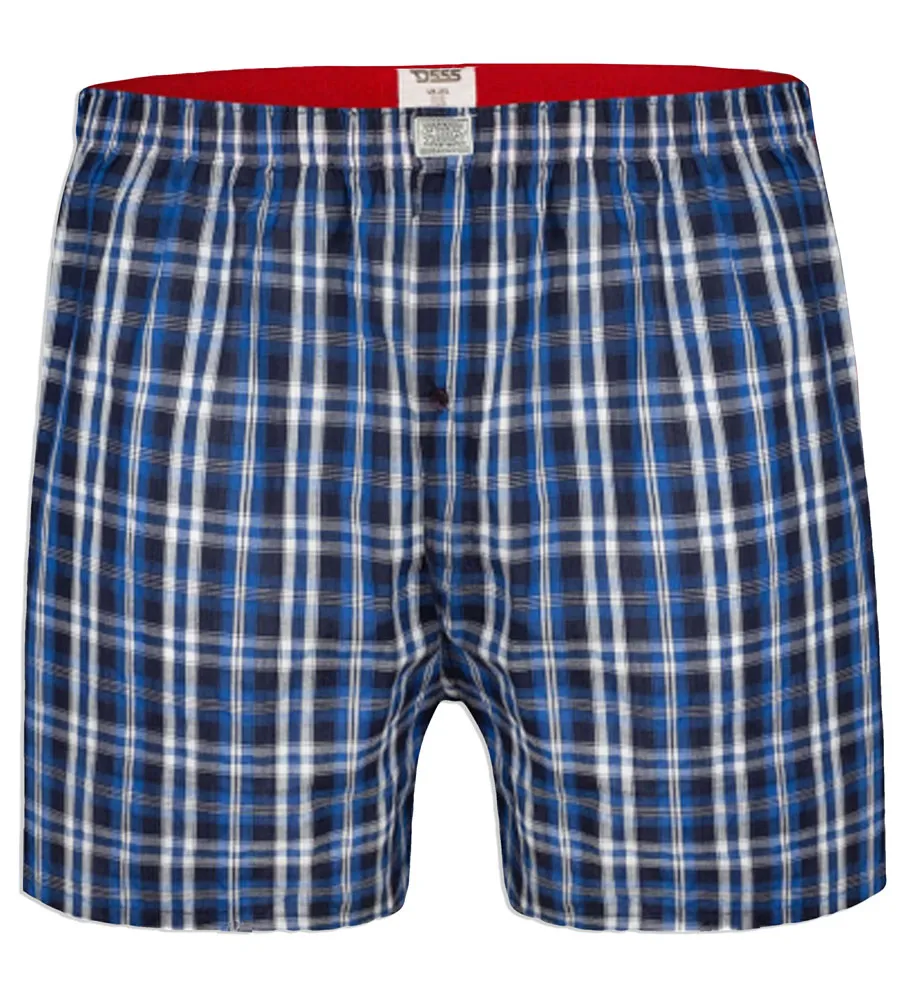 Pack of Two Woven Boxer Shorts (PLAID) for Big Men by D555